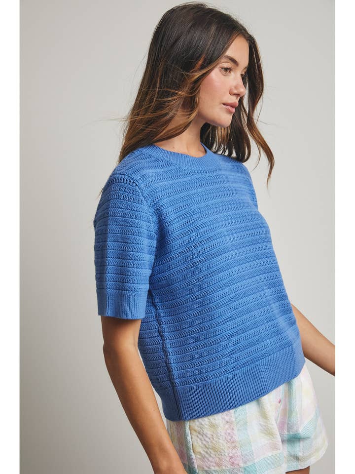 Wishlist Apparel - Wholesale Knit Sweater - Women's - TEXUTRED SHORT SLEEVE SWEATER TOP / WL25-118966