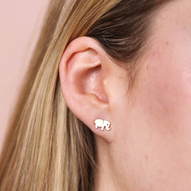 Lisa Angel - Wholesale Stud/Post Earrings - Mum and Baby Elephant Stud Earrings in Gold
