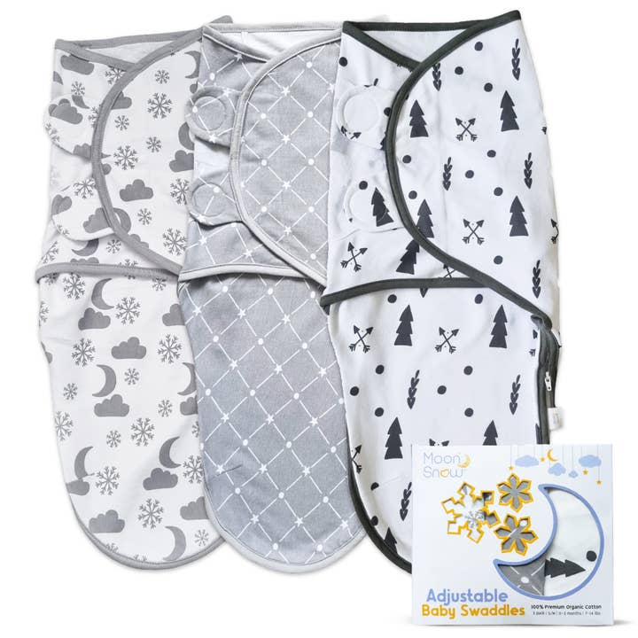 Organic Adjustable Baby Swaddle Wrap Nappy Access NORDIC for wholesale by Moon Snow®