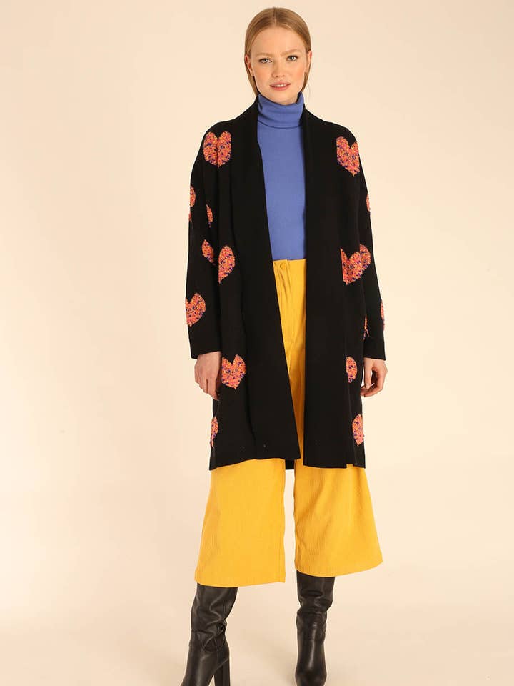 COAT 3DHEARTS BLACK for wholesale by Pepaloves