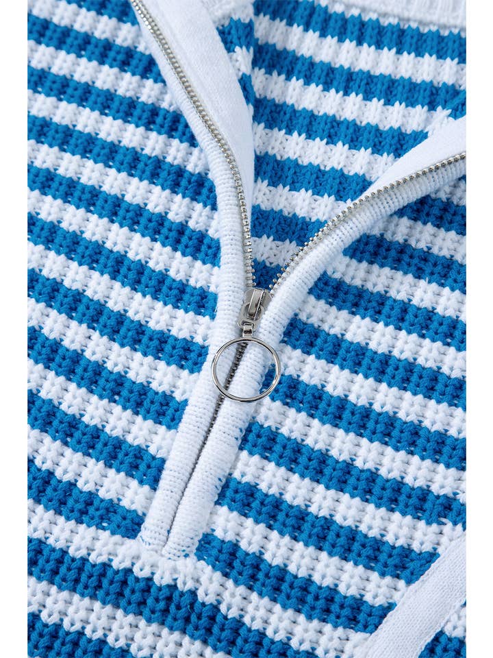 Stripe Half Zip Collared Sweater for wholesale on Faire