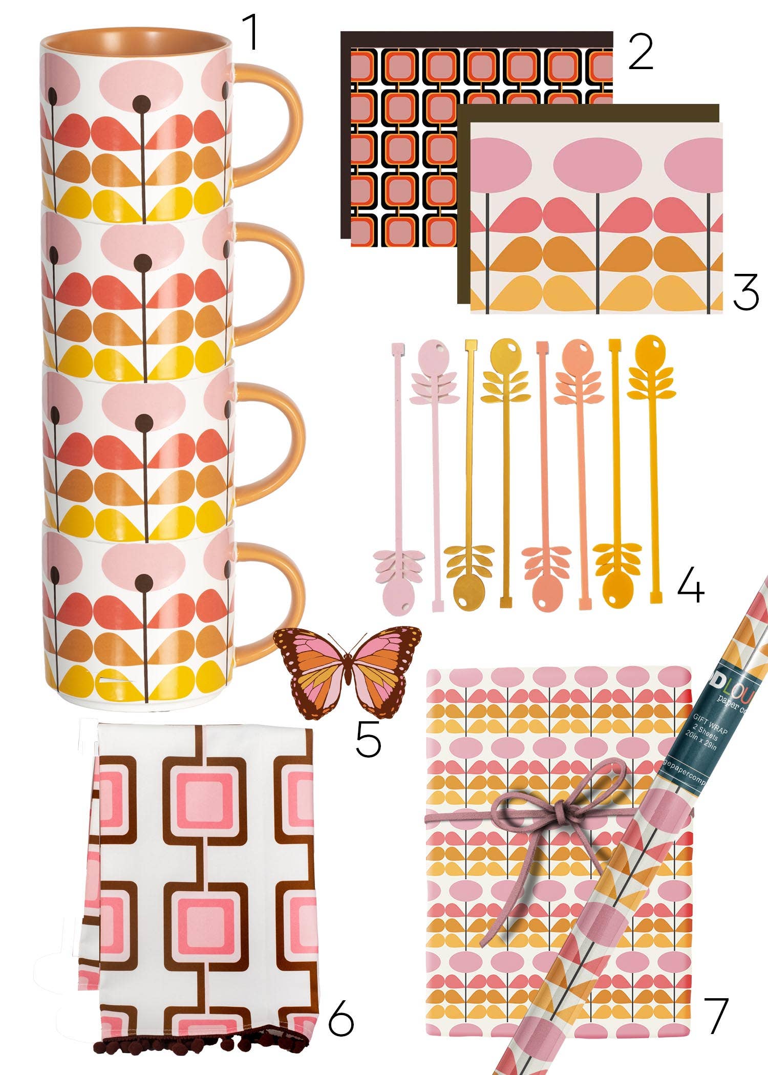 Mod Lounge Paper Company - Wholesale Coffee Mug - Pink Mid Century Modern Flower Stackable Matte Coffee Mug4