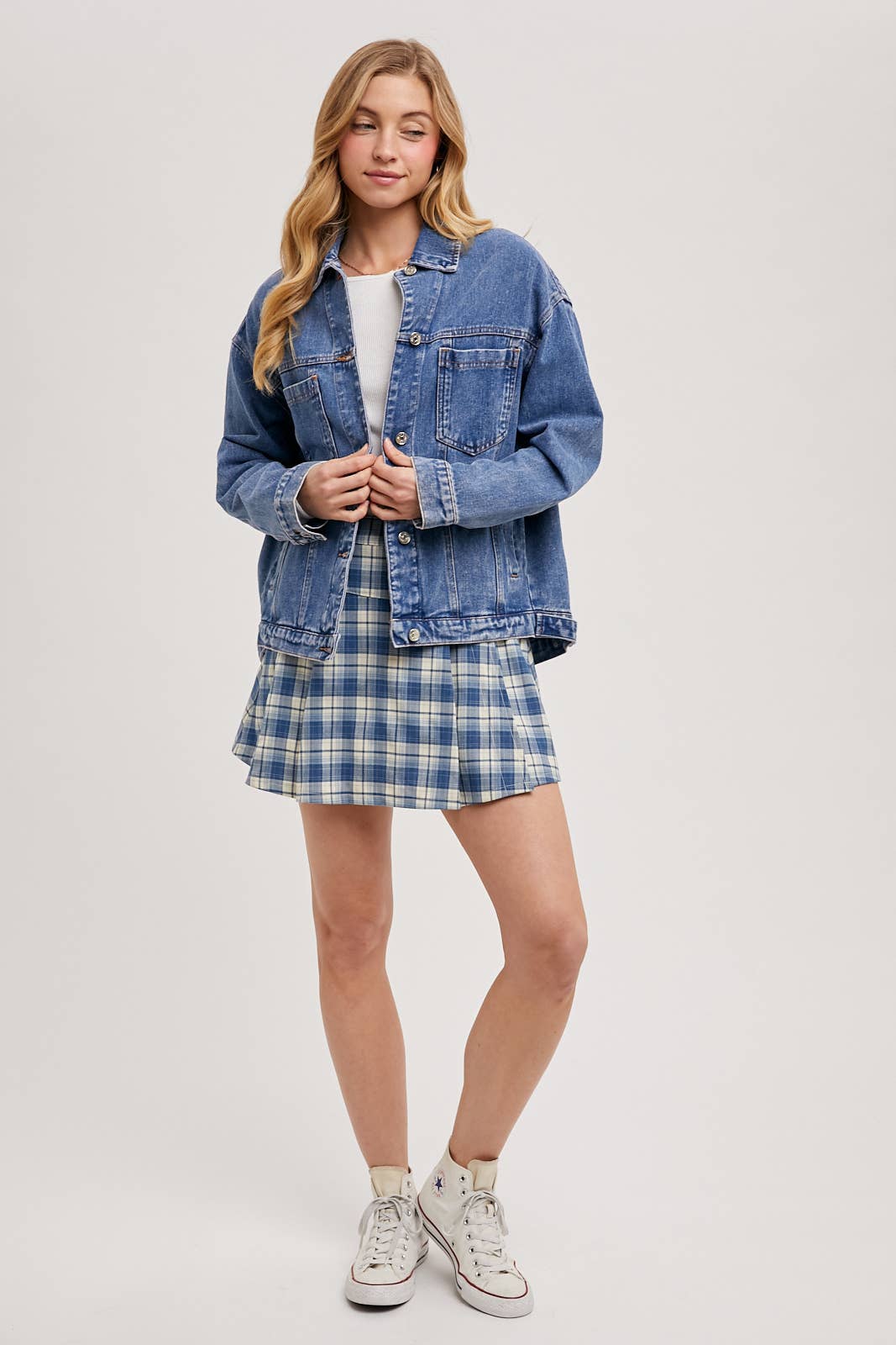 Bluivy - Venta al por mayor Cazadora vaquera - Mujer - Chaqueta oversized de mezclilla con botones48