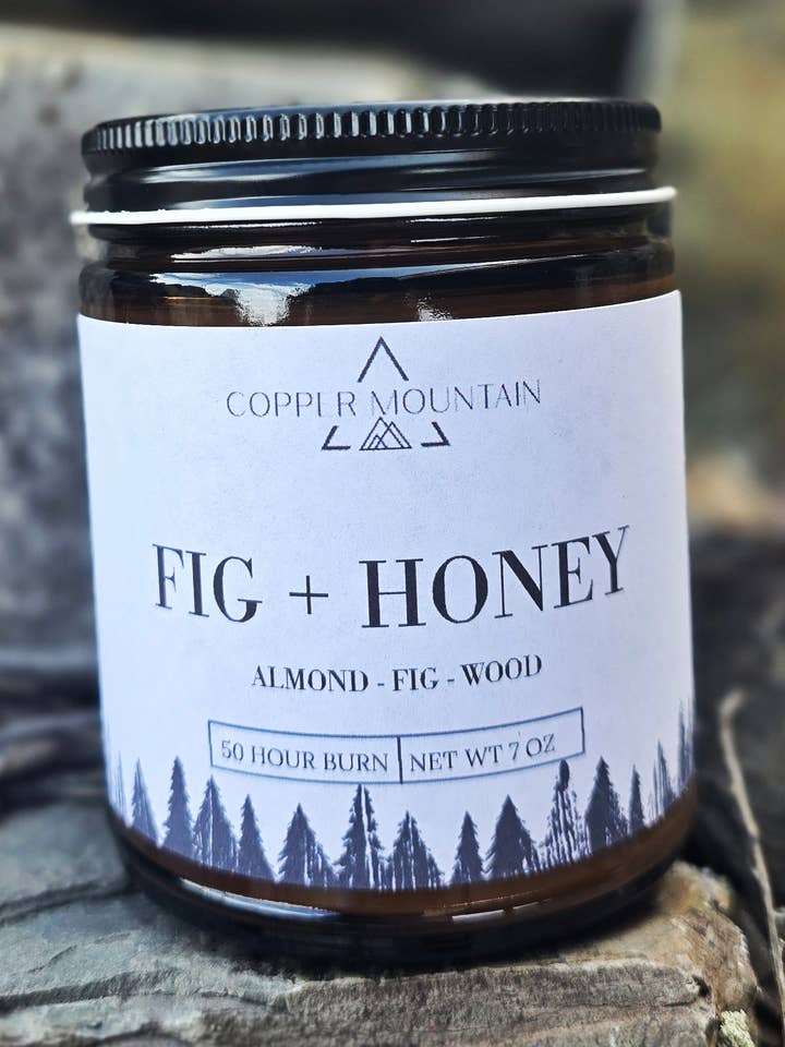 FIG + HONEY (ALMOND, FIG, WOOD) 8OZ, 16OZ for wholesale by Copper Mountain Candle Co.