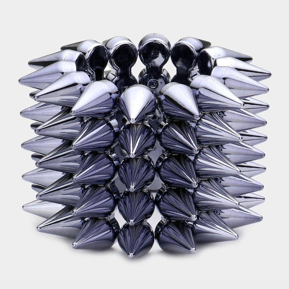 Sensibling Corp. - Wholesale Bangle Bracelet - 5 ROW SPIKE STUD STRETCHABLE BRACELET0
