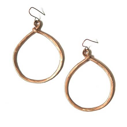 Fair Anita - Wholesale Dangle Earrings - Terracotta Hammered Copper Loop Earrings0