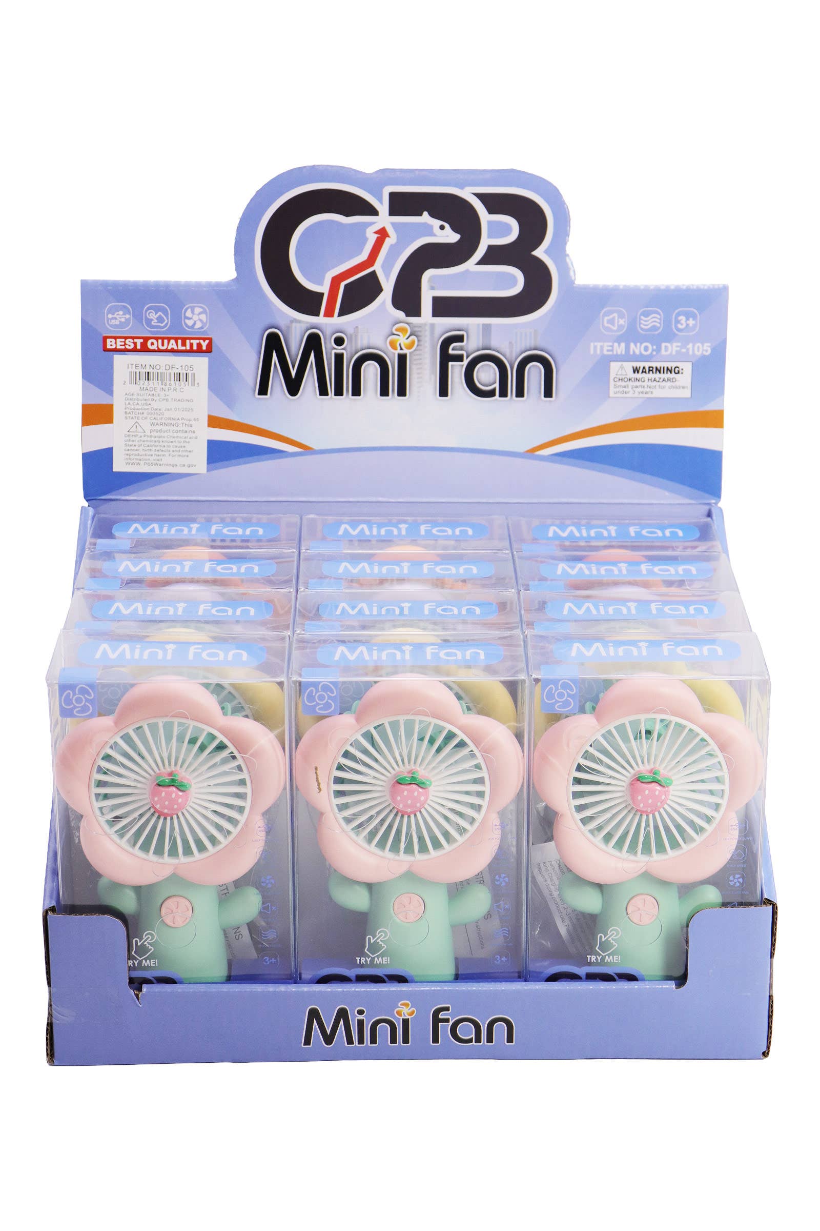 DIVERSE Bärbar elektrisk handfläkt med pastellfärgade blomblad och fruktmotiv för wholesale på Faire2