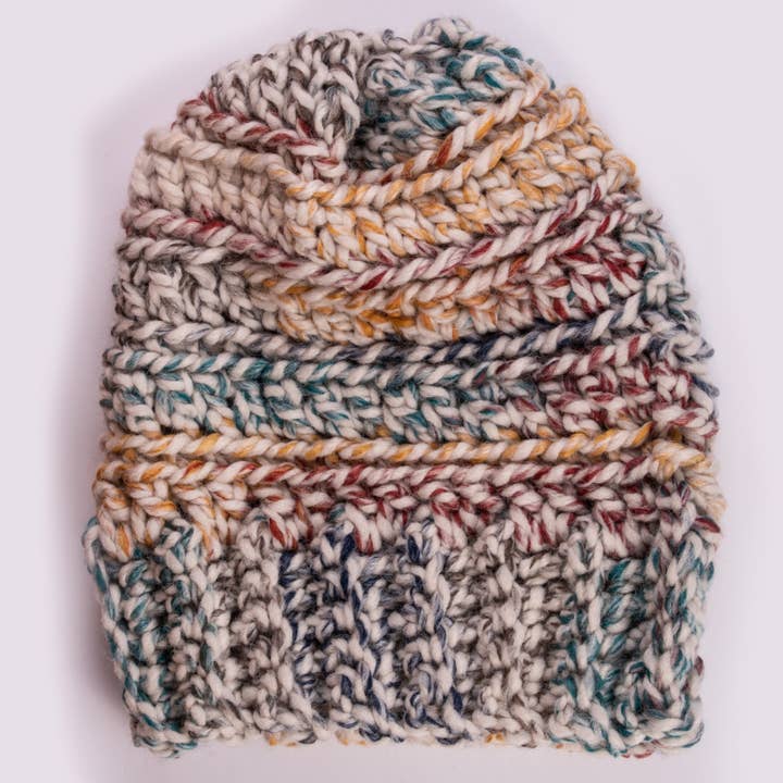 Multicolored Extra Chunky Beanie for wholesale by Double Bug Stitchery