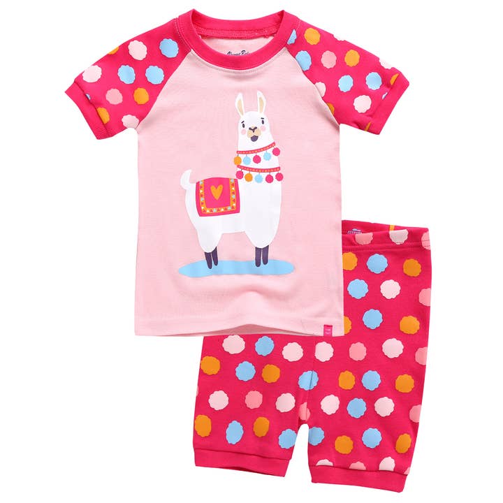 Dot Llama Short Sleeve Pajama Set for wholesale by Vaenait Baby