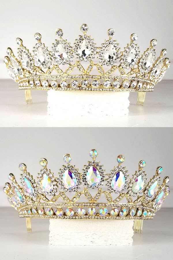 Chicas - Wholesale Tiara - Women's - One Size Fits All Metal Tiara With Jewel Rhinestones HT879-21