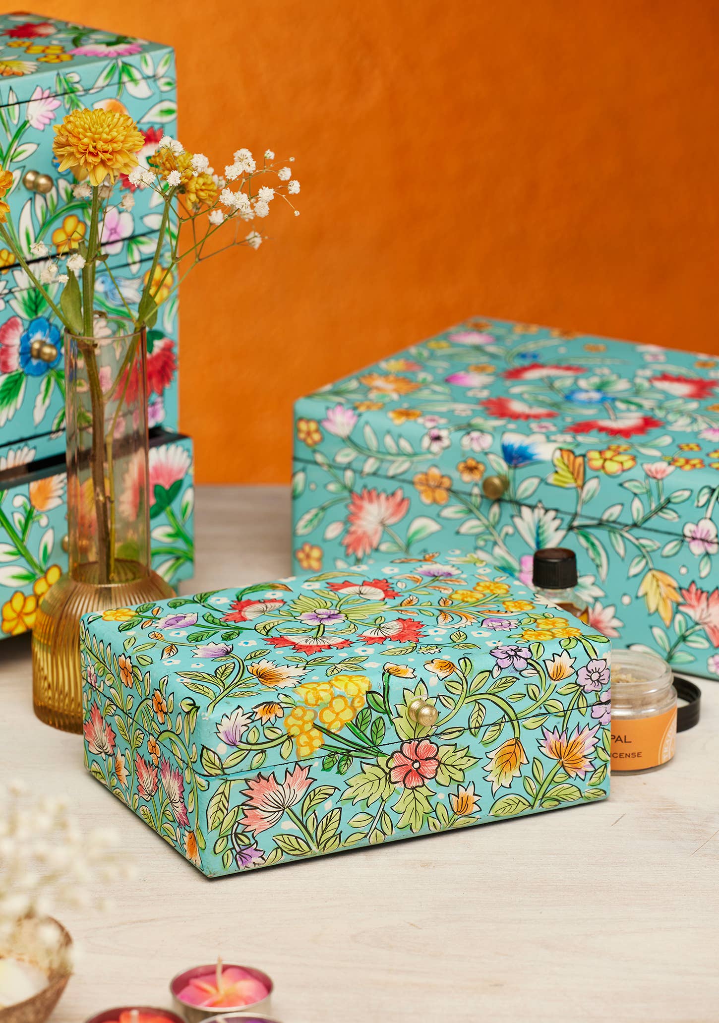 Namaste – wholesale Decorative box – Saanvi Handpainted Floral Box