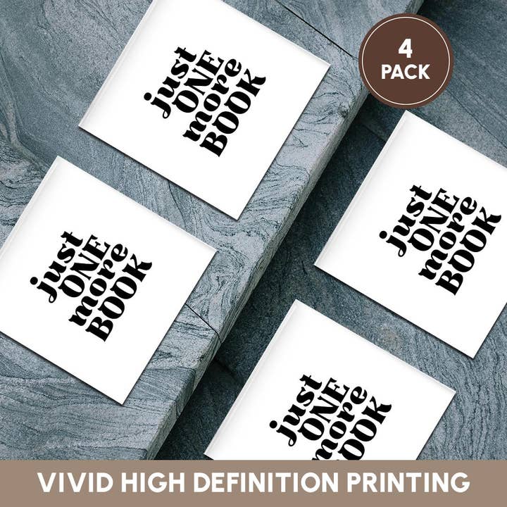 3dRose – wholesale Coasters – 3dRose, Plain Text of Just one more Book - black and white, Coaster5