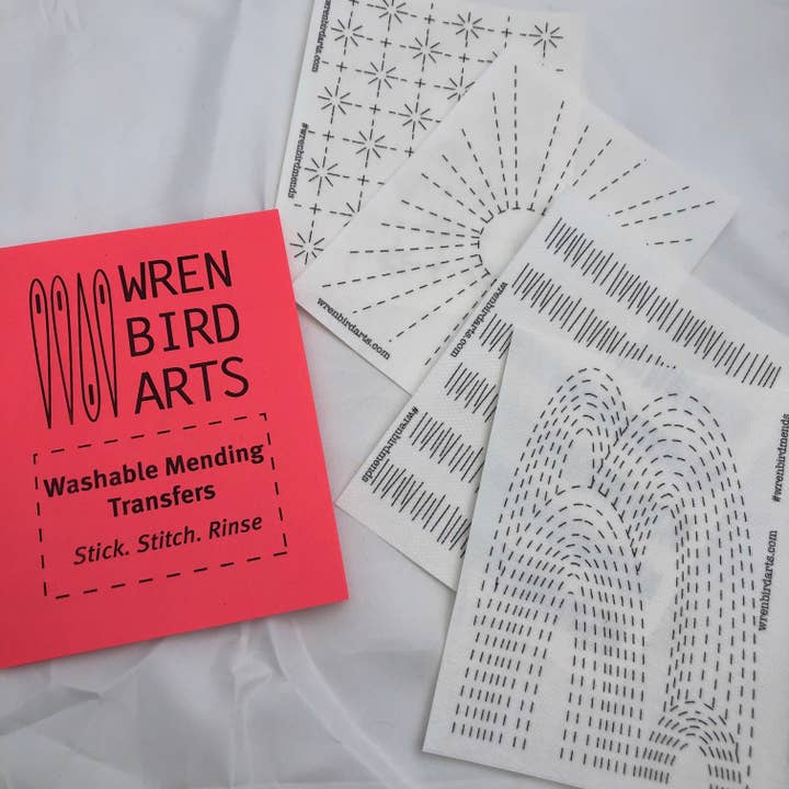 Wrenbirdarts - Wholesale Craft Sewing Kit - Washable Mending Transfers Set #2 Red Patterns
