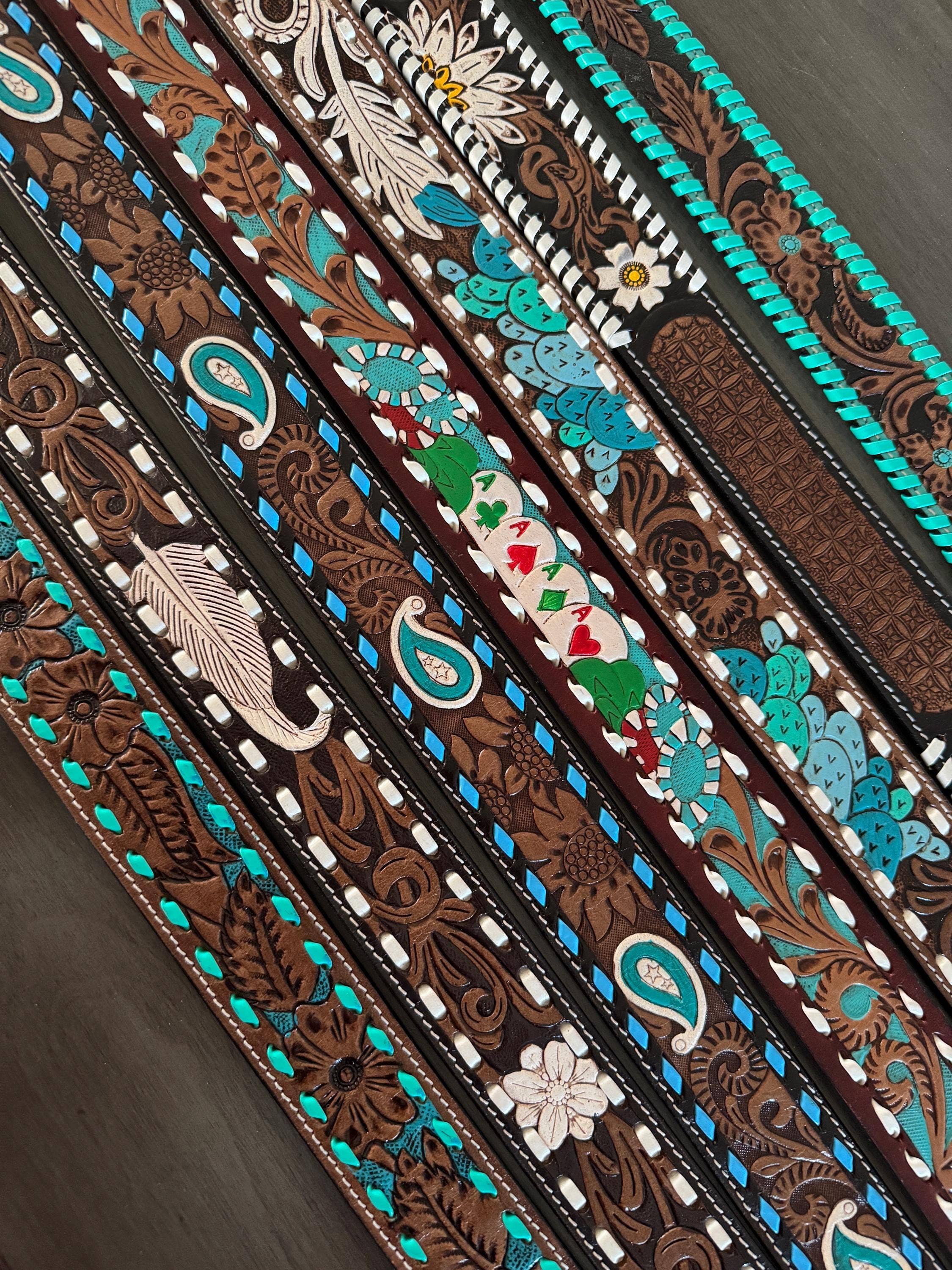 Double B Wild Rags – Engroshandel Taskerem - Dame – Vestlig taske skulderrem i præget koskindslæder fra Double B Wild Rags0