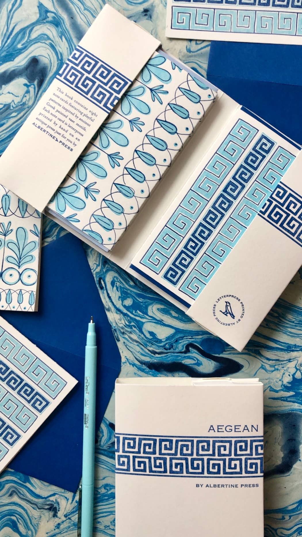 Albertine Press – wholesale Stationery/notecard set – Aegean Letterpress Library Note Card Set2