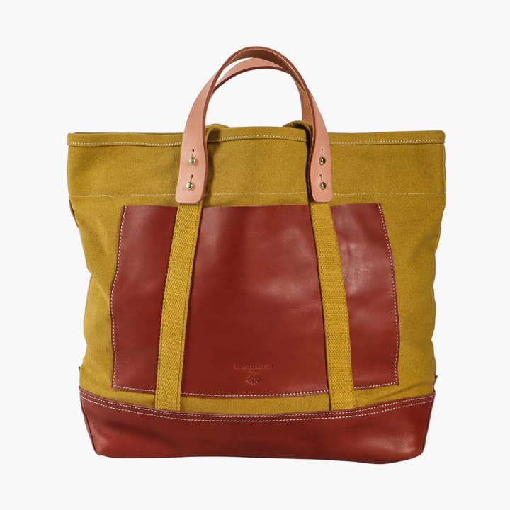 Editor Tote | Chartreuse + Bordeaux for wholesale by IMMODEST COTTON