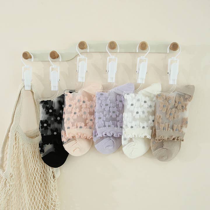 5-Pack Summer Thin Floral Lace Socks for wholesale by Tourtiwi