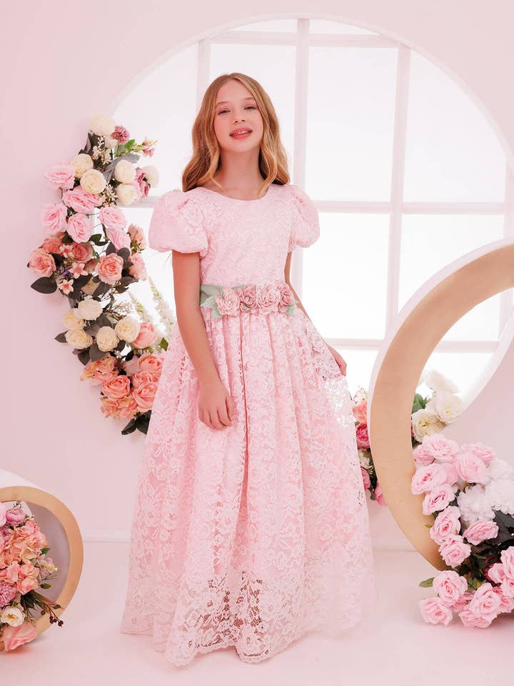 Pulverflickors lång spetsklänning 8-14 år 35244pr för wholesale av Pamina Kids