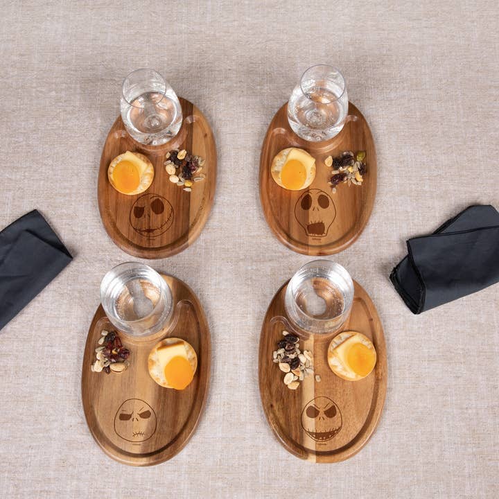 Acacia Wood Nightmare Before Christmas - Jack -Wine Appetizer Plate Set for wholesale on Faire