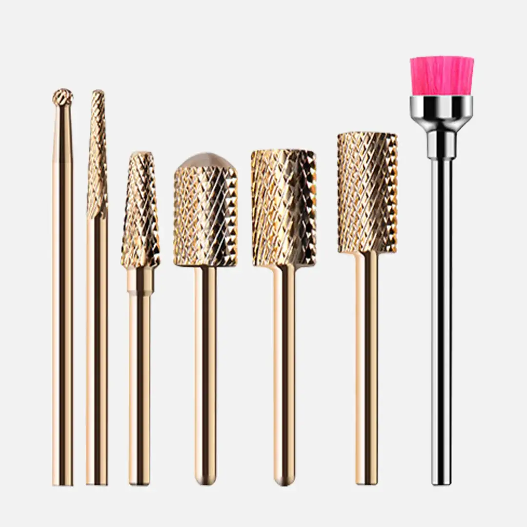 MELODYSUSIE – wholesale Nailcare set – Gold Carbide Nail Drill Bits Set (7Pcs)0