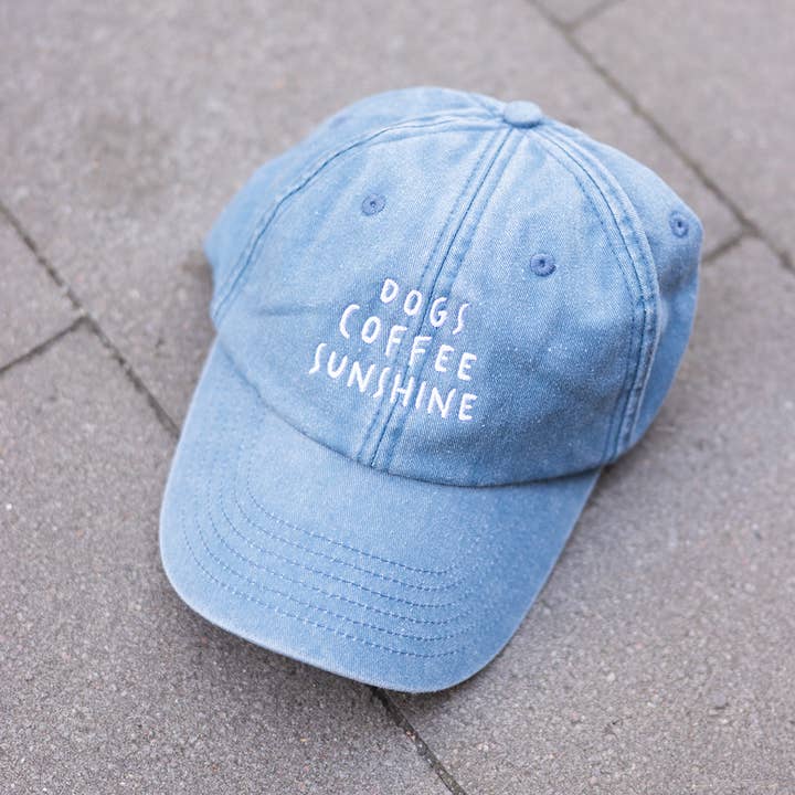 Lieblingspfote - Venta al por mayor Gorra de béisbol - Unisex - Gorra de denim vintage con bordado 'DOGS COFFEE SUNSHINE'6