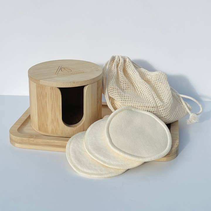 Bamboo Collection Washable Bamboo Cotton Pad & Dispenser Set for wholesale by Real Fruit Body
