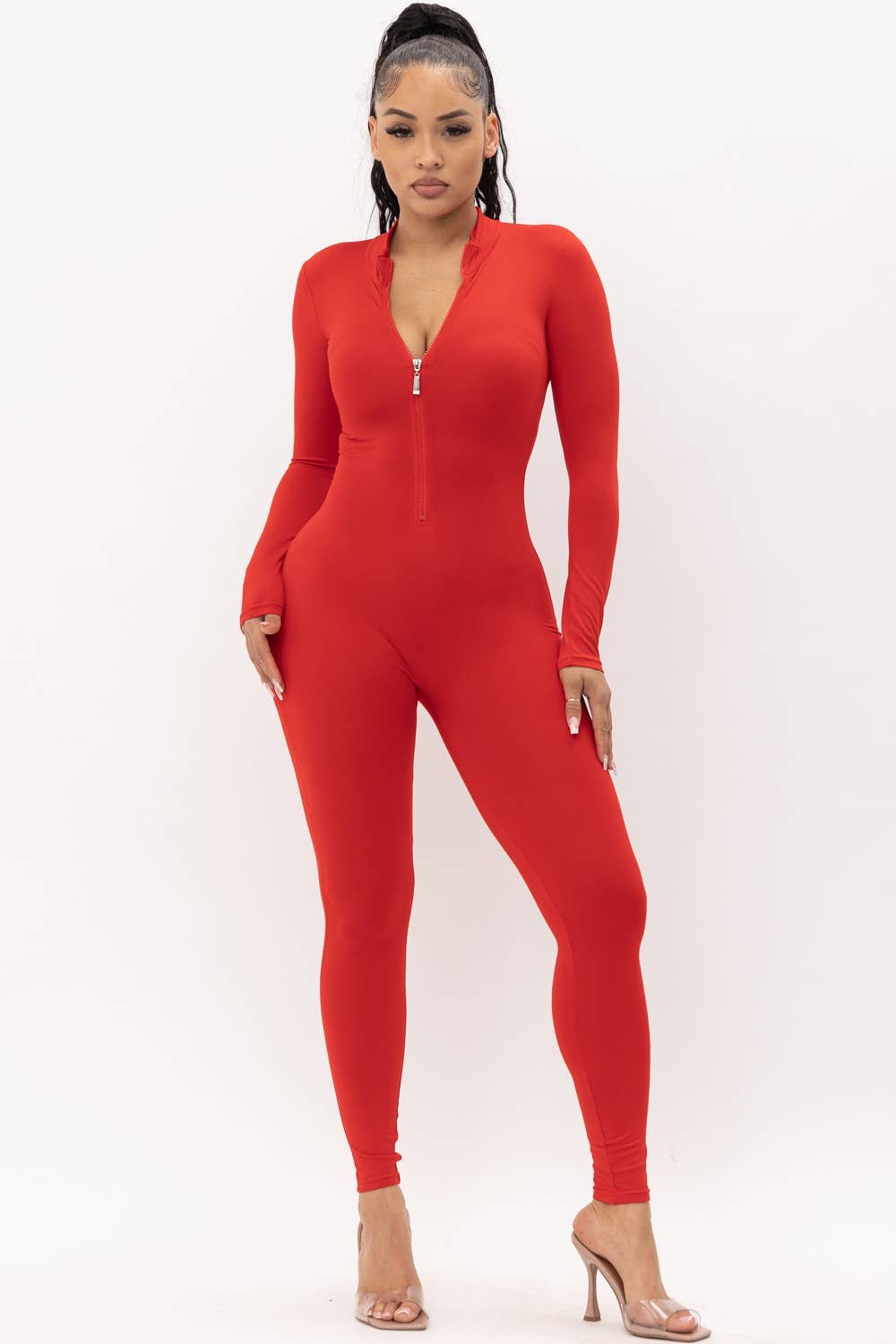 Boswell – Macacão - Mulher por atacado – Macacão Zipper Mock Pescoço Frente10