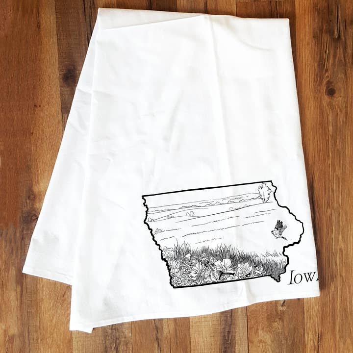 Iowa State Tea Towel for wholesale by Corvidae drawings & designs