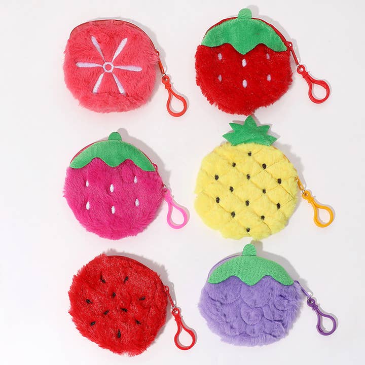 Sensibling Corp. - Wholesale Coin Purse - Women's - 12PCS - Fuzzy Fruit Coin Purses