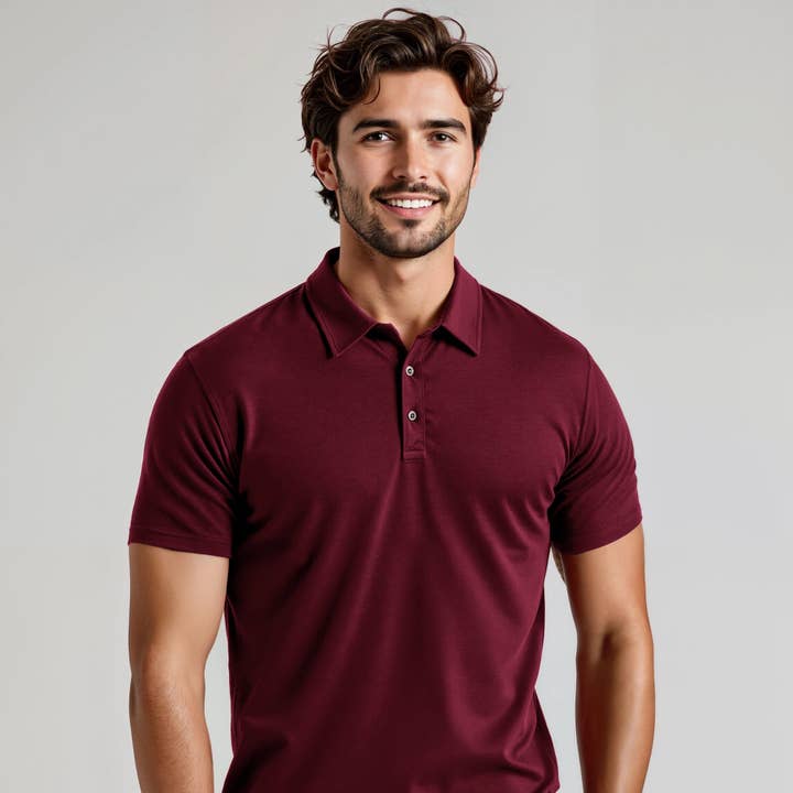 Borgonha Polo Ortona Altaforma Milano com corte muscle fit para venda a revendedores na Faire1