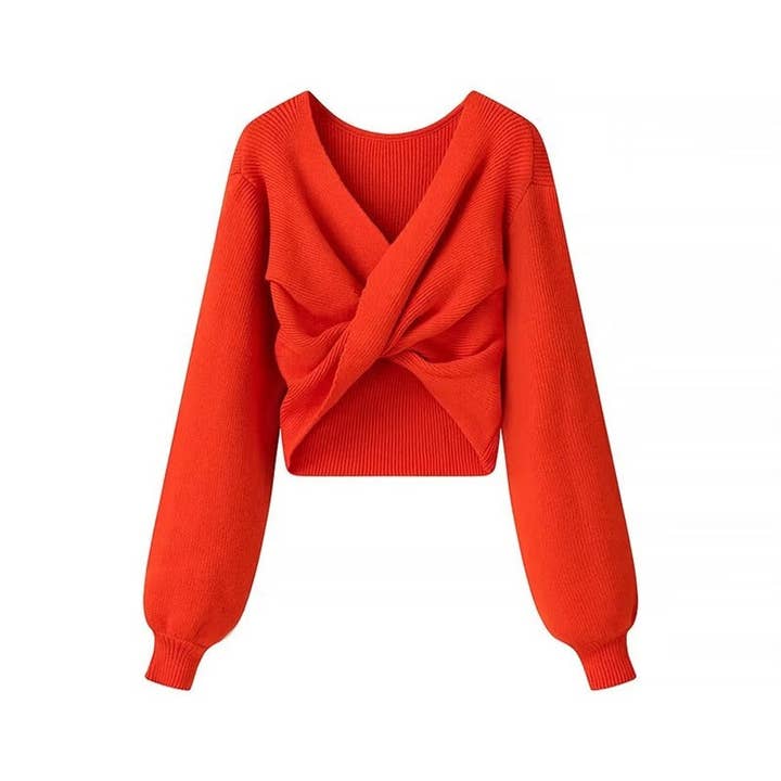 safistyle - Wholesale Knit Sweater - Women's - Twist-Knot Cropped Sweater