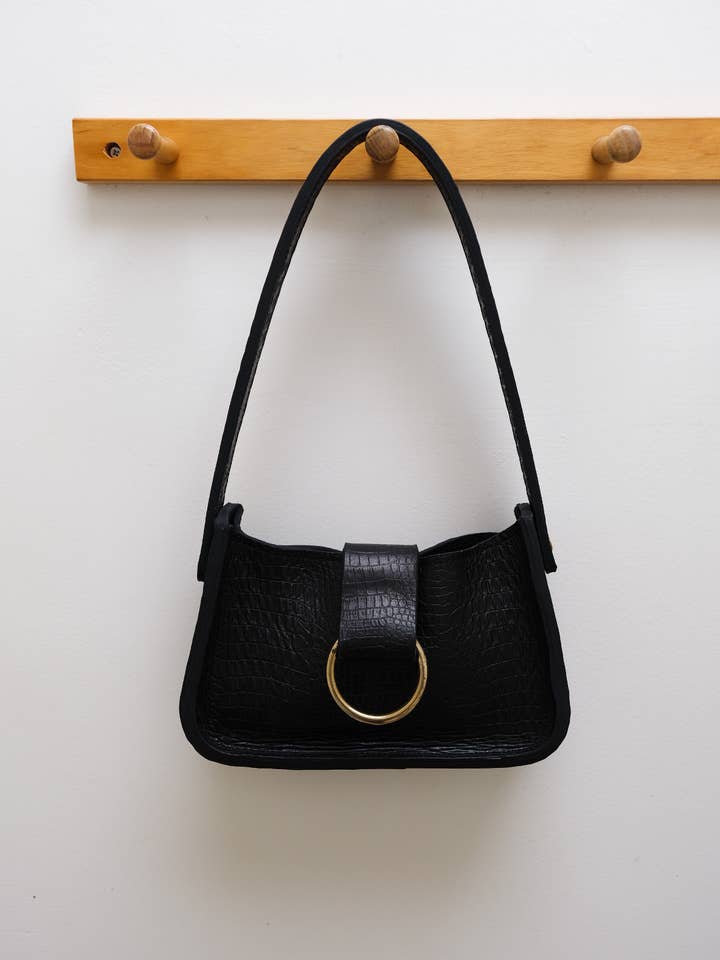 Coco Leather Shoulder Bag | Black Crocodile for wholesale by Charlie