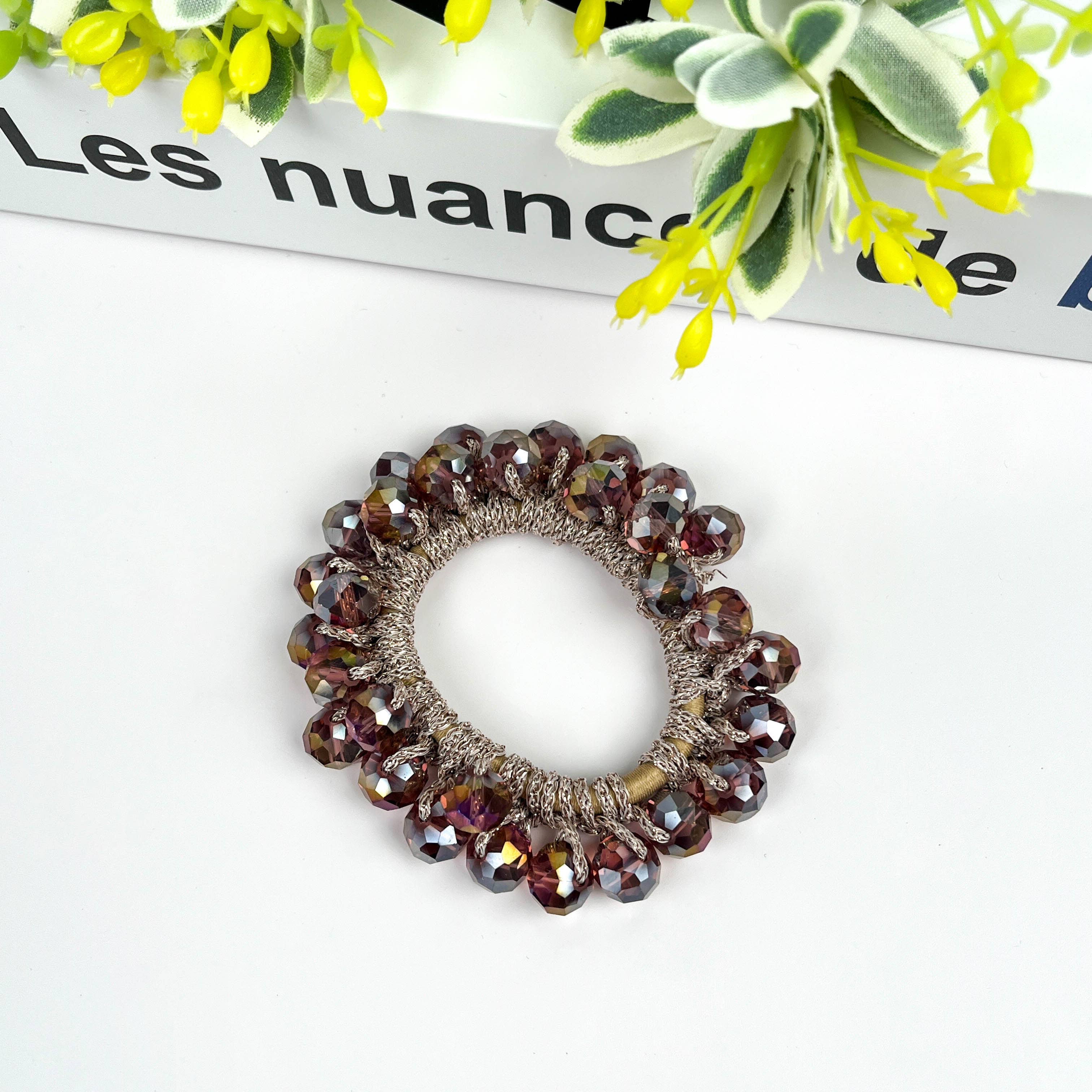 TheDivaSoap - Vente Élastique à cheveux - Élastique à cheveux en cristal élégant, bracelet en strass5