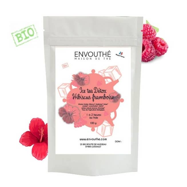 Hibiskus-Himbeer-Detox-Eistee in loser Schüttung für den Großhandel von Envouthe