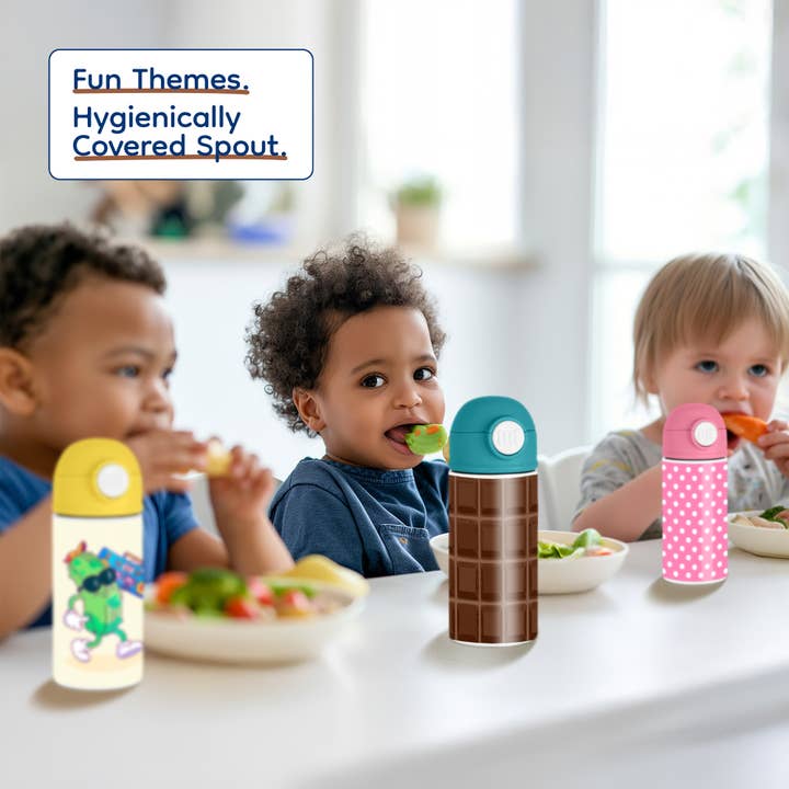 3dRose - Wholesale Water Bottle - 3dRose, Funny Dark Chocolate Bar Squares Design for chocoholics sweet tooths and chocolate lovers, Kids Water Bottle4