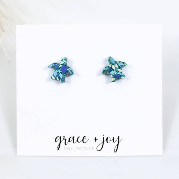 Glitter Turtle Stud Earring, Acrylic Earrings for wholesale by Grace + Joy Collective