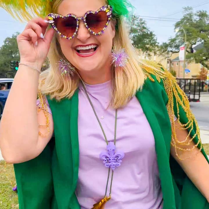 Krewe of Iris Bolo Lavender with Olive & Golden Yellow for wholesale by Rahya Jewelry Design