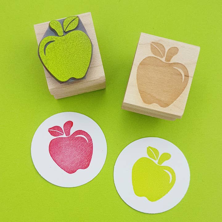 Juicy Apple Mini Rubber Stamp for wholesale by Skull and Cross Buns Rubber Stamps