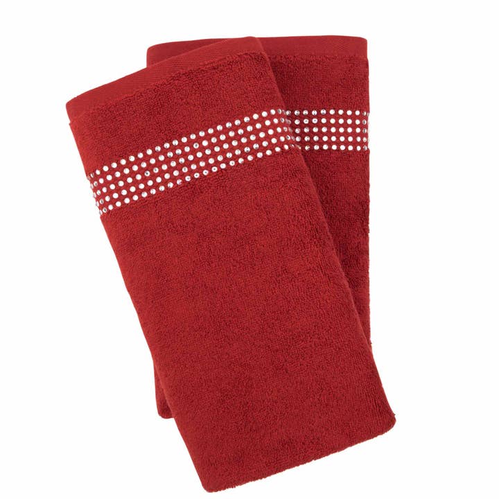 Sparkles Home – Großhandel Händehandtücher – Gestreiftes Strass-Handtuch (2er-Set)