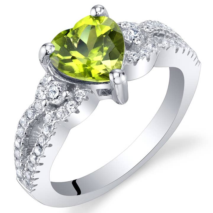 Peridot Heart Shape Sterling Silver Ring Size 5 por atacado de Peliani