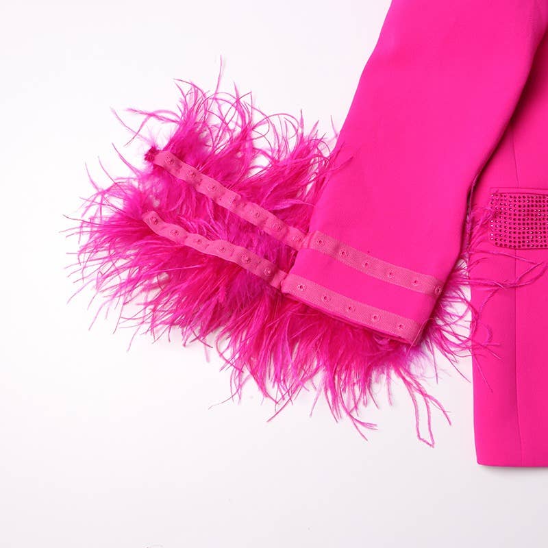 Productseeker - Wholesale Blazer - Women's - BL056 Hot Diamond Feather Panel Slim Fit Blazer17