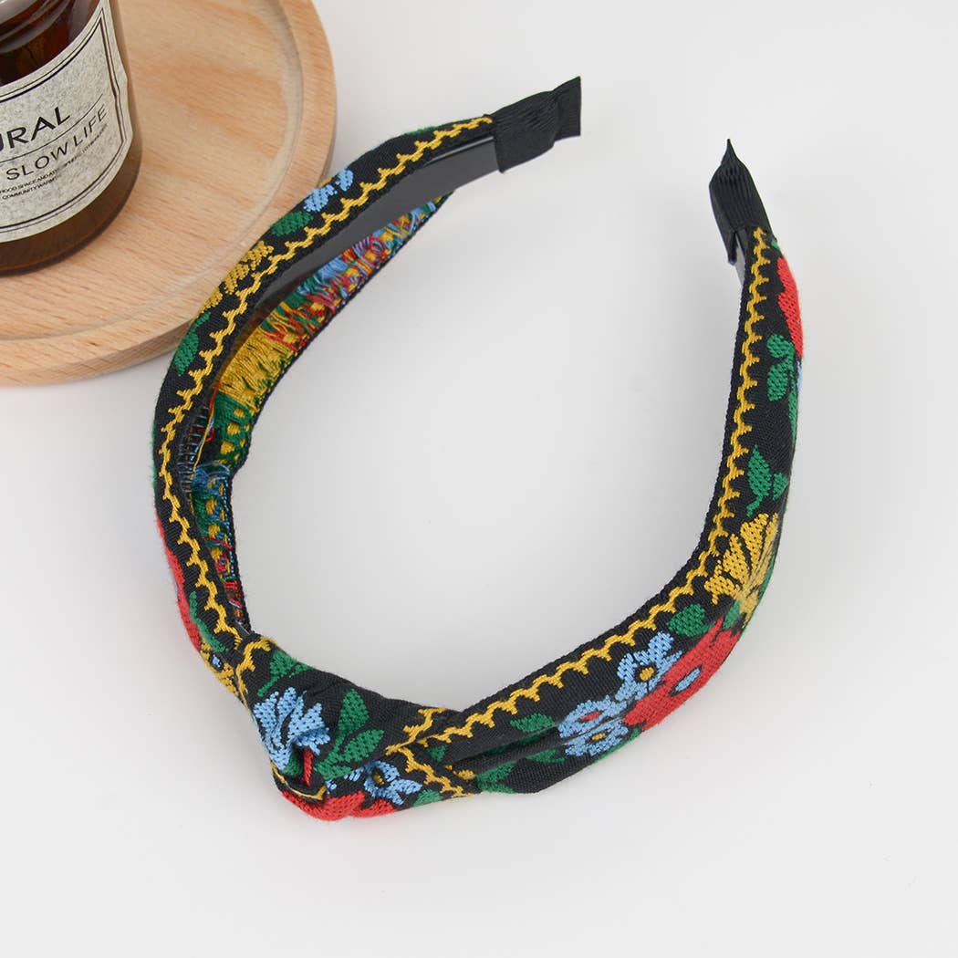 TheDivaSoap - Wholesale Fashion Headband - Women's - Boho Top Knot Embroidered Floral Headband1