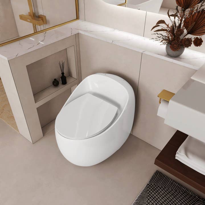 39F Inc. - Wholesale Toilet Seat Cover - 1-Piece 1.28 GPF Single Flush Egg Shape Toilet in White6