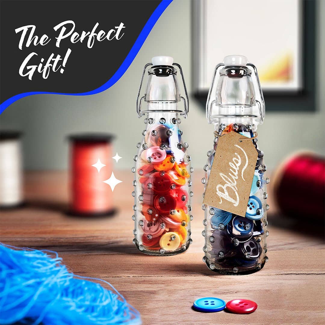 Nevlers - Wholesale Jar - Nevlers 8.5 oz Dotted Swing Top Bottles (Pack of 6) | Includes Funnel, Brush, Tags and Shrink Wrap7