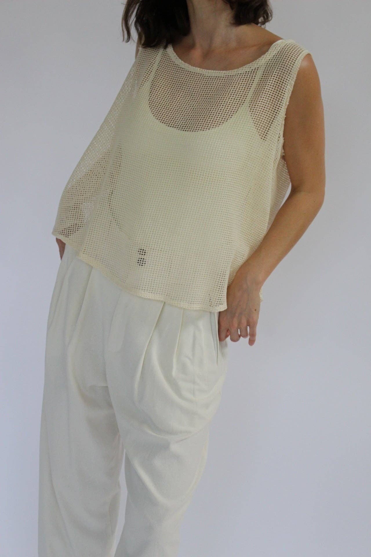 Ecru Marni Netted Cotton Tank for wholesale on Faire5