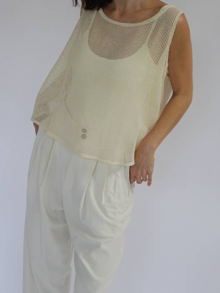 Ecru Marni Netted Cotton Tank for wholesale on Faire5