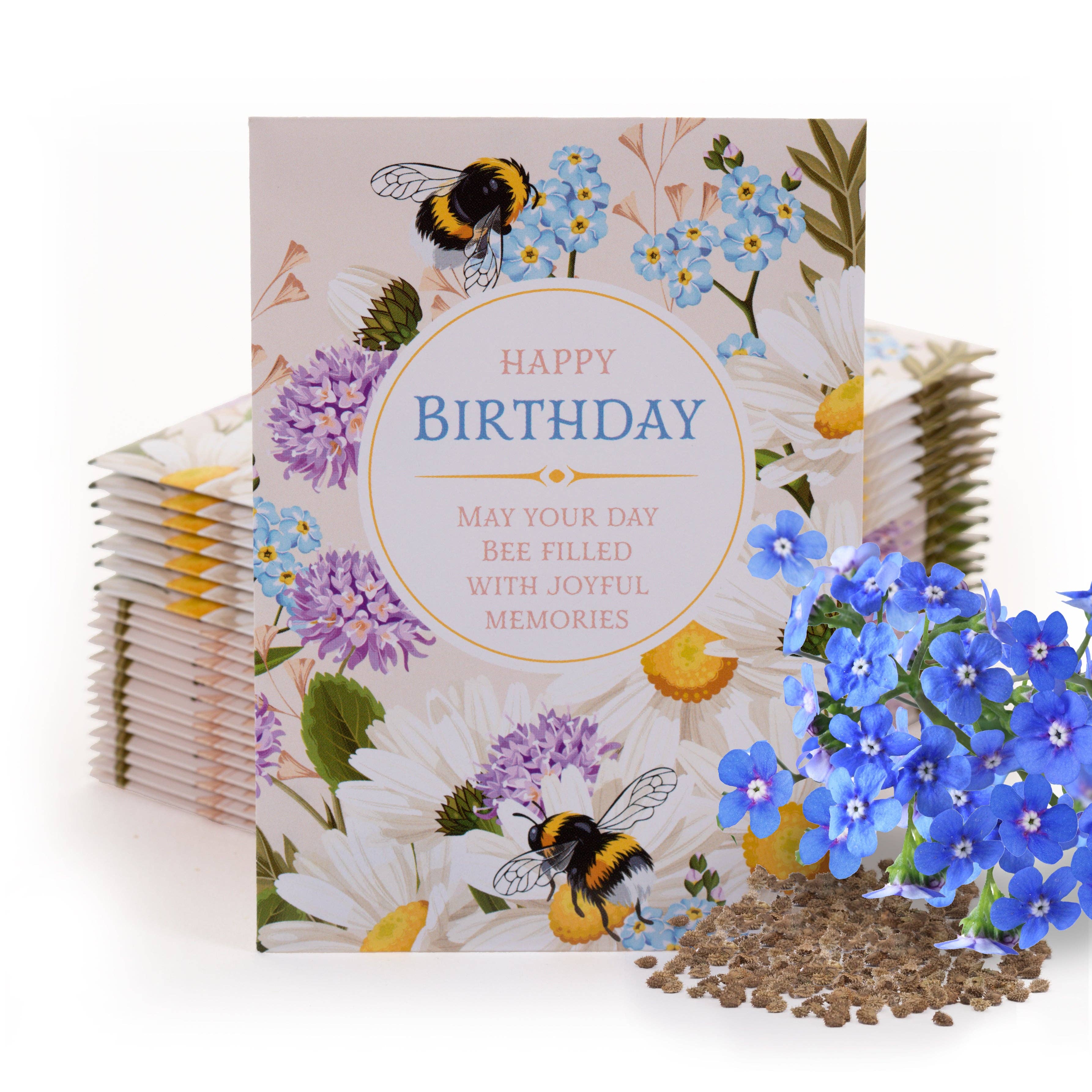 Bentley Seed Co. - Wholesale Birthday Card - Happy Birthday - Bee - Forget Me Not Seed Packets1