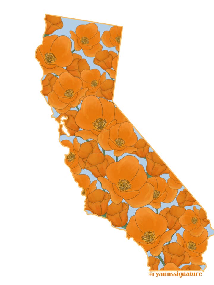 California poppy Sticker for wholesale by Ryann's Signature