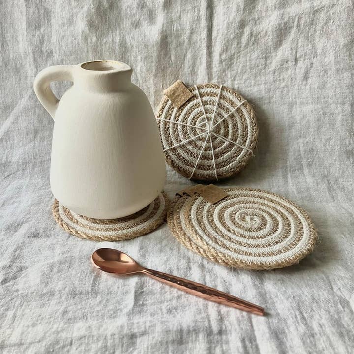 Artwork by Sandra Naufal - Wholesale Coasters - Striped Jute and Cotton Rope Coasters2