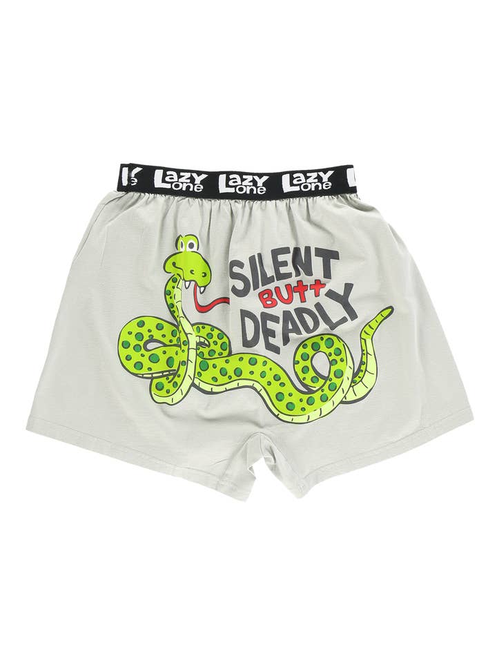 Silent But Deadly Snake Grey Boxer for wholesale by Lazy One